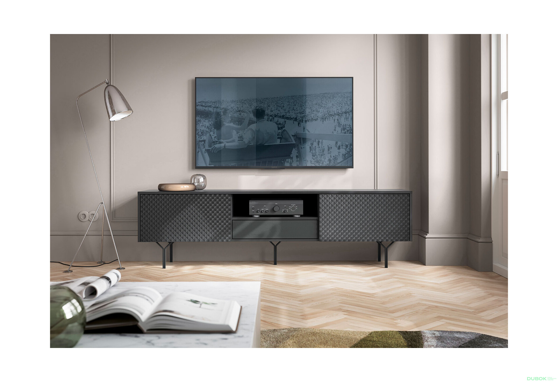 Fotografia 3 - TV stolík RTV180 čierny + čierny noha Raven