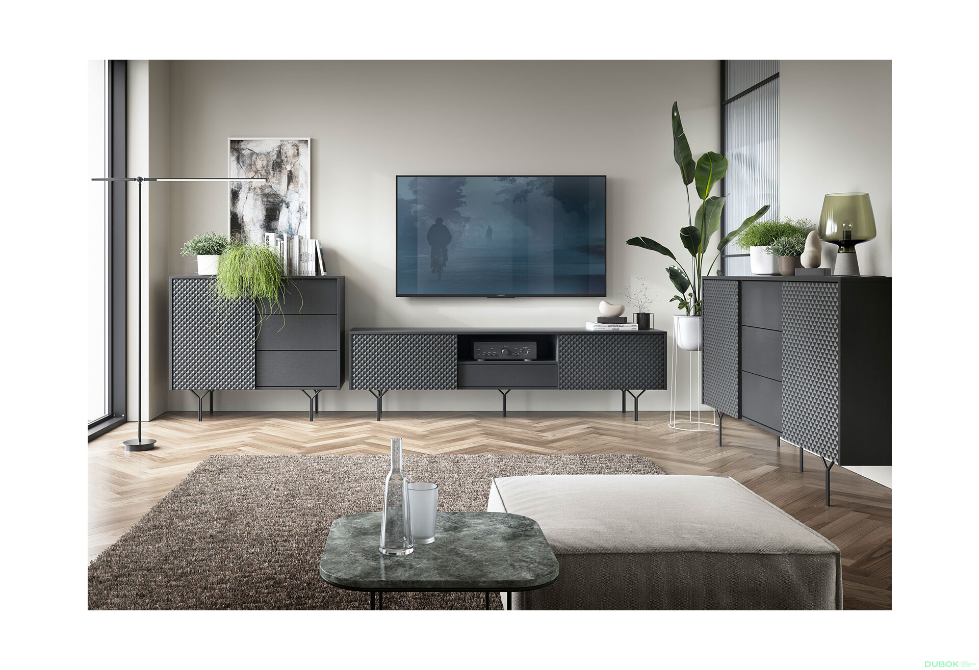 Fotografia 5 - TV stolík RTV180 čierny + čierny noha Raven
