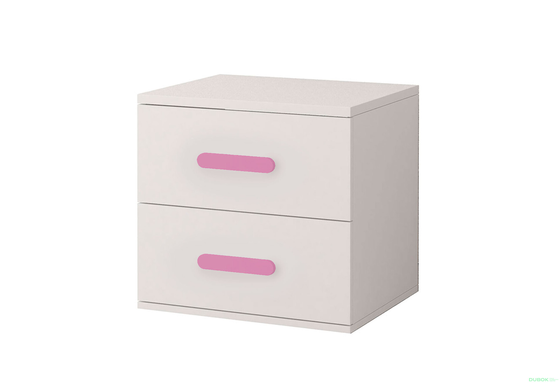 Fotografia 1 - Nočný stolík Šmyk biela, úchytky ružový Idczak meble