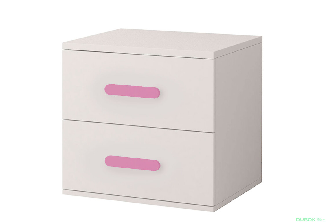 Nočný stolík Šmyk biela, úchytky ružový Idczak meble