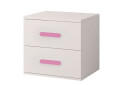 Fotografia 1 - Nočný stolík Šmyk biela, úchytky ružový Idczak meble