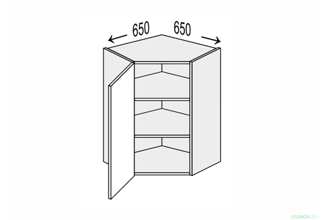 Vrchný roh V 45°/720 (650x650) 1dvere Mary
