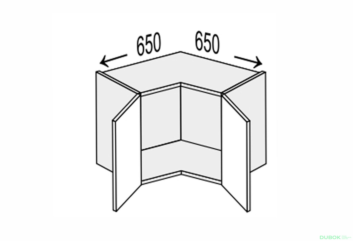 Vrchný roh V 90°/450 2dvere Pre Blum Mary