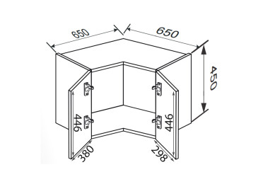 Fotografia Vrchný roh V 90°/450 2dvere Pre Blum