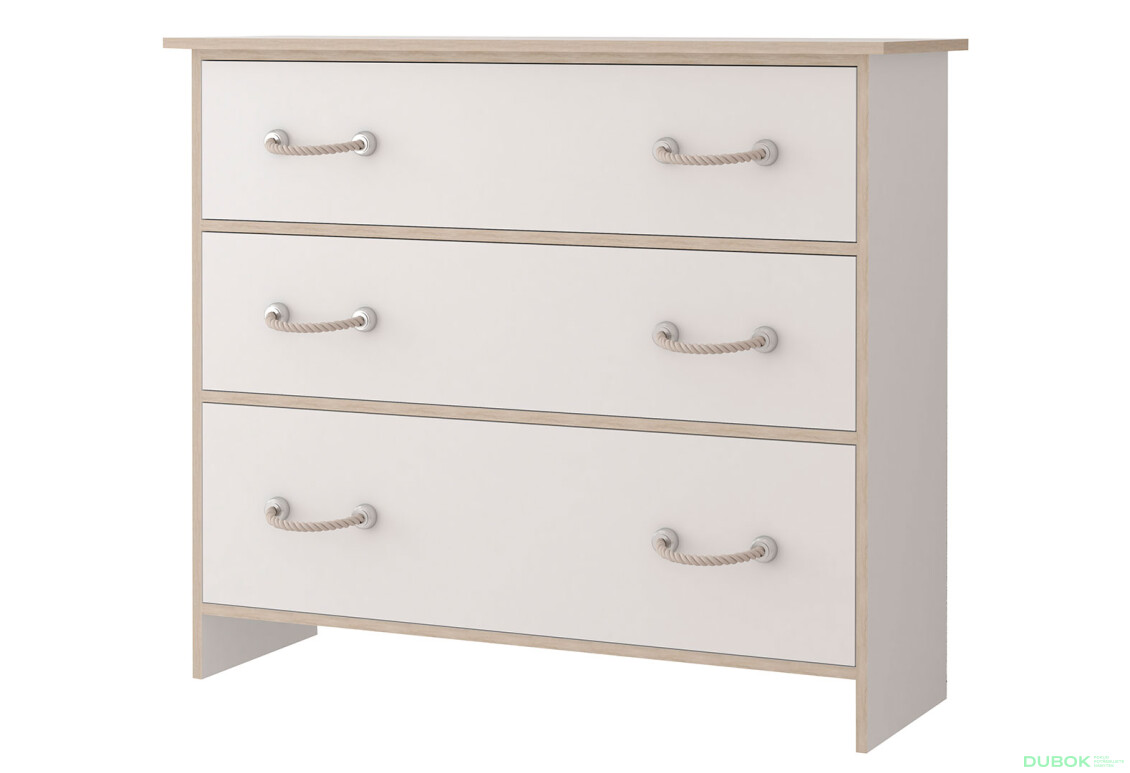 Komoda 3S biely, vložky sonoma Kosmo Idczak meble