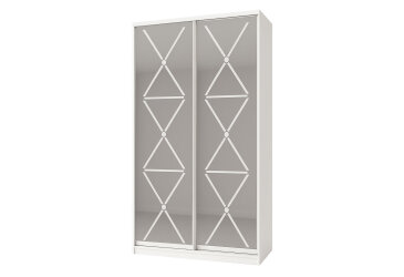 Skriňa Rim-Veneziano 2D 1,1 m biela s umeleckým matovaním na zrkadle №31