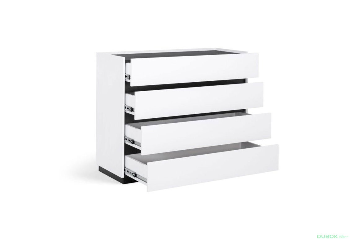 Fotografia 3 - Komoda 4šx biely supermat, antracit Duo