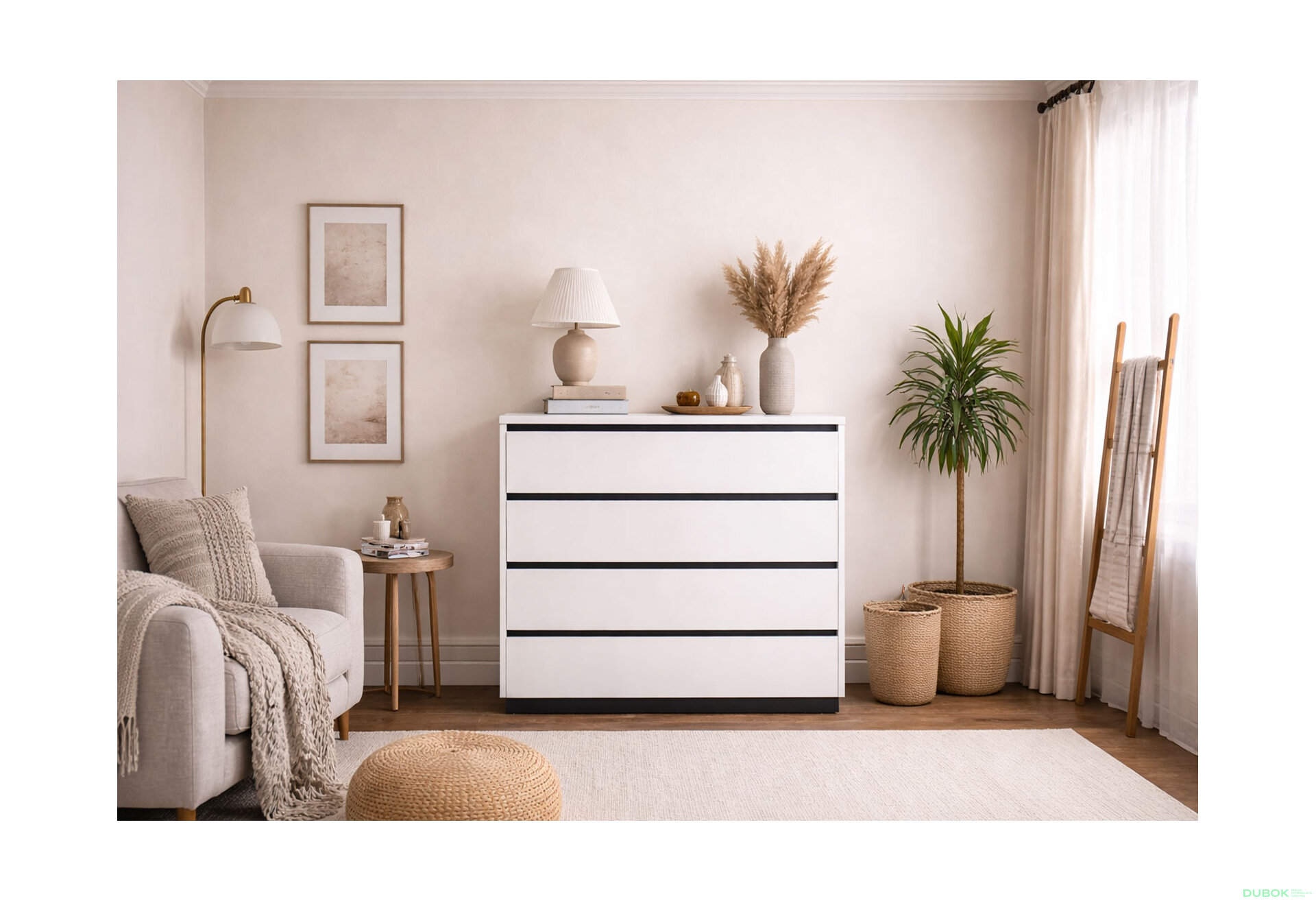 Fotografia 2 - Komoda 4šx biely supermat, antracit Duo