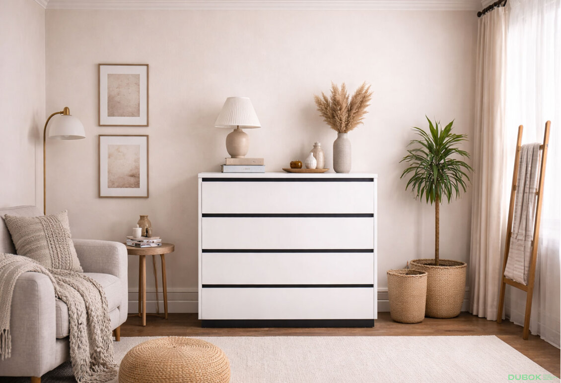 Fotografia 2 - Komoda 4šx biely supermat, antracit Duo