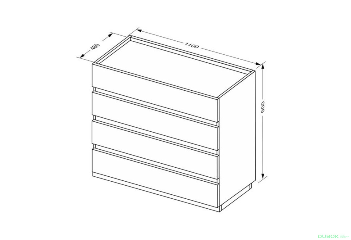 Fotografia 7 - Komoda 4šx biely supermat, antracit Duo