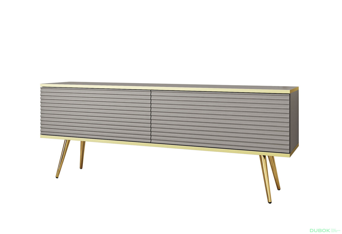 TV stolík RTV 135 MDF sivý, zlaté nohy Oro - Fotografia 1 Fotografia 1 - TV stolík RTV 135 MDF sivý, zlaté nohy Oro