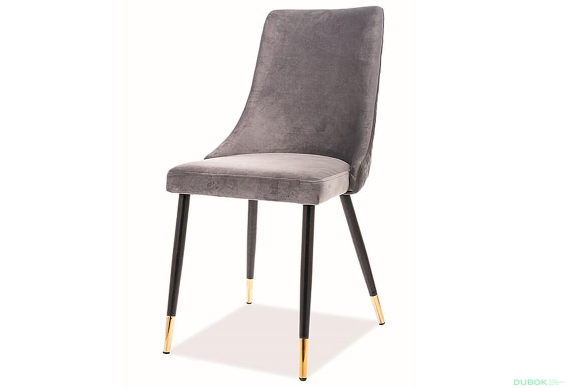 Stolička Piano Velvet šedý Bluvel 14, kov čierny/zlatý