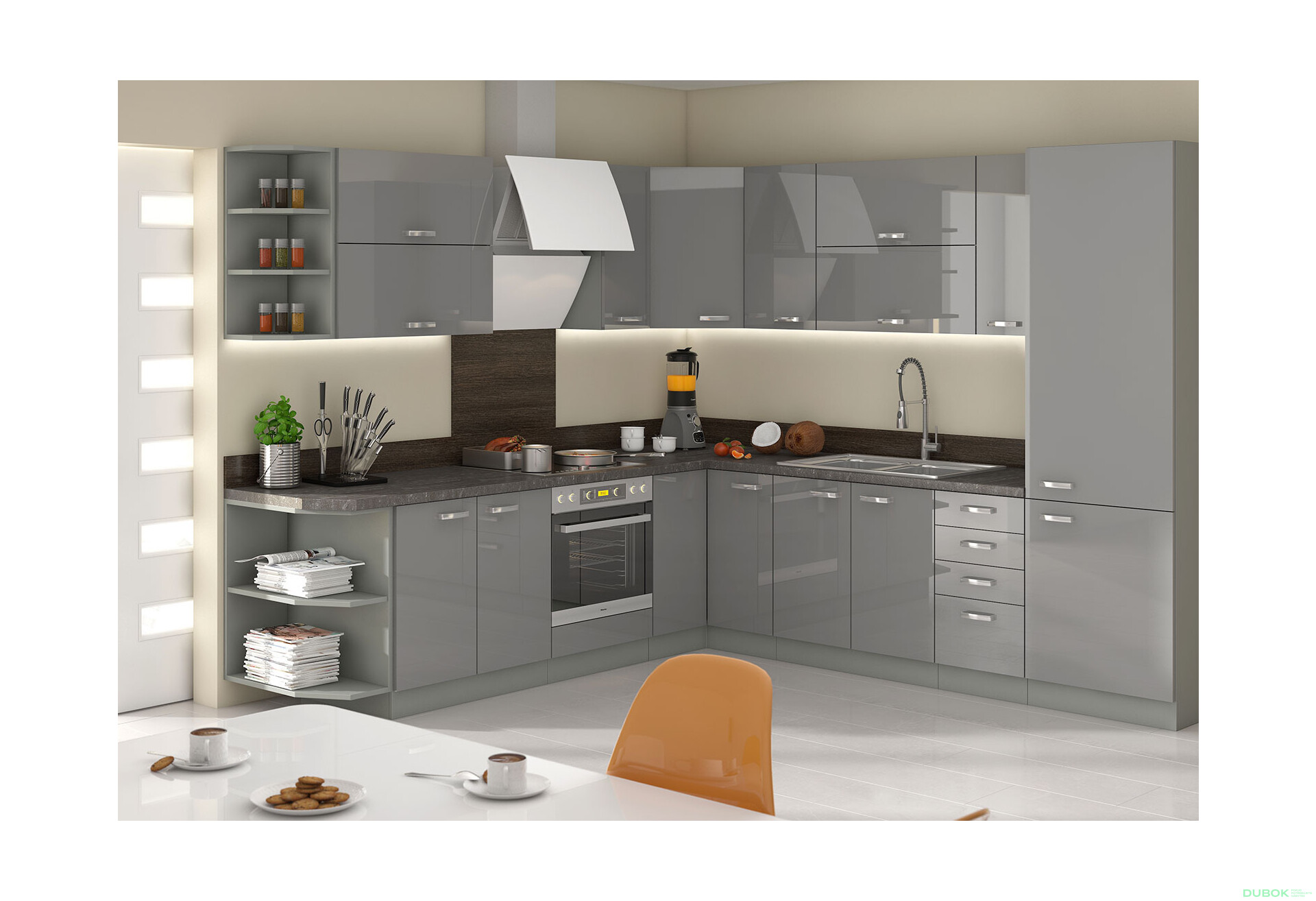 Fotografia 1 - Modulárna kuchyňa Grey sivý platinový / sivý lesk