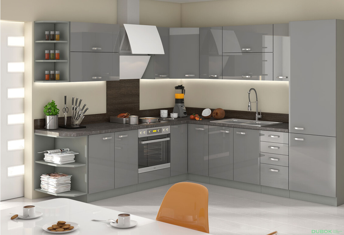 Modulárna kuchyňa Grey sivý platinový / sivý lesk