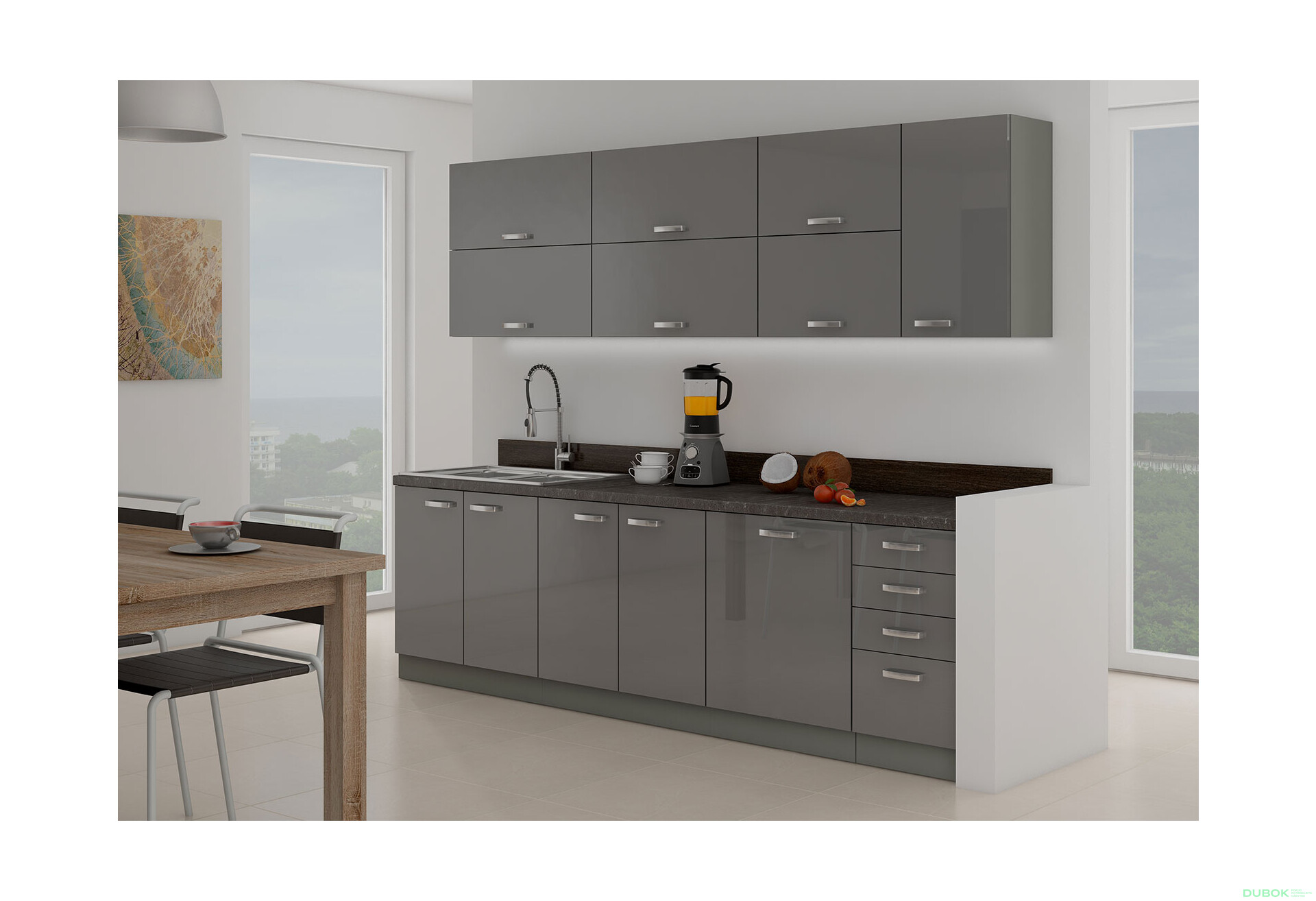 Fotografia 2 - Modulárna kuchyňa Grey sivý platinový / sivý lesk