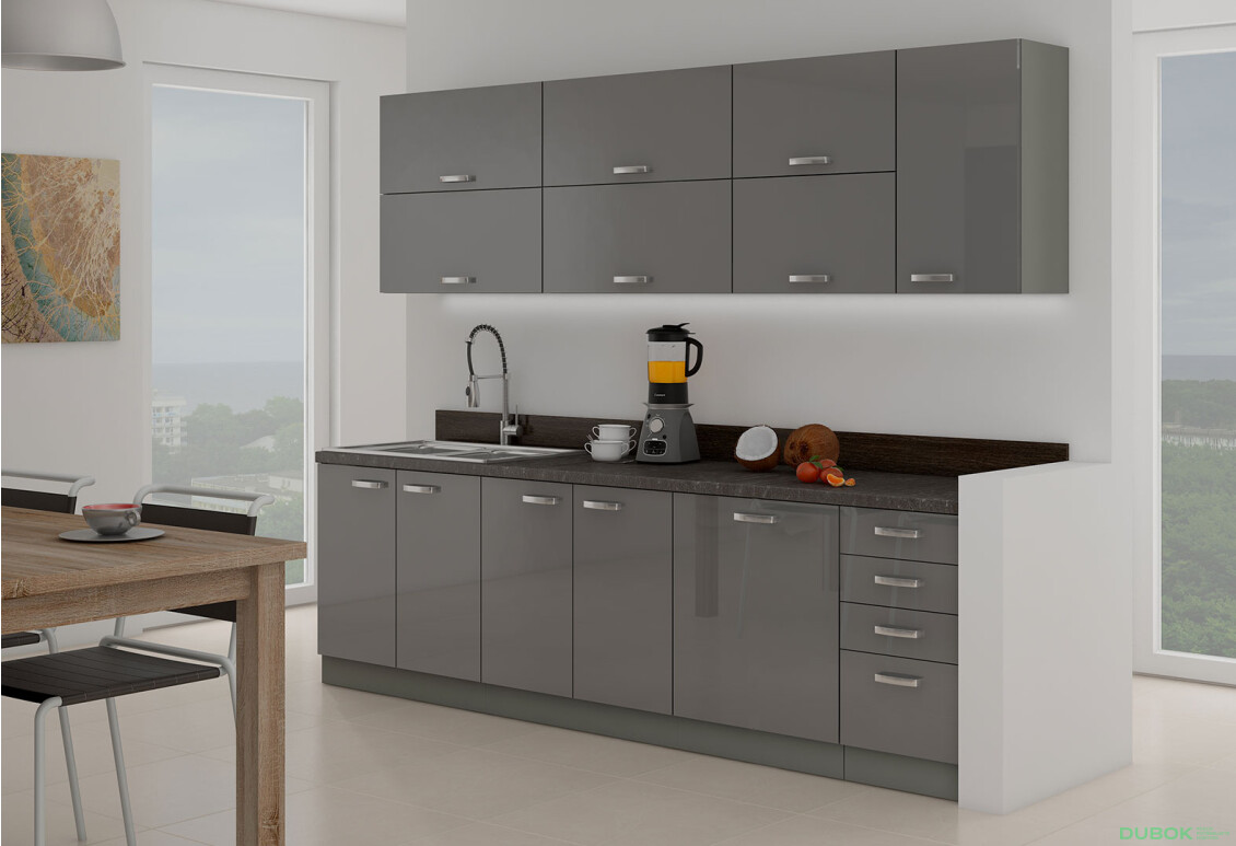 Fotografia 2 - Modulárna kuchyňa Grey sivý platinový / sivý lesk