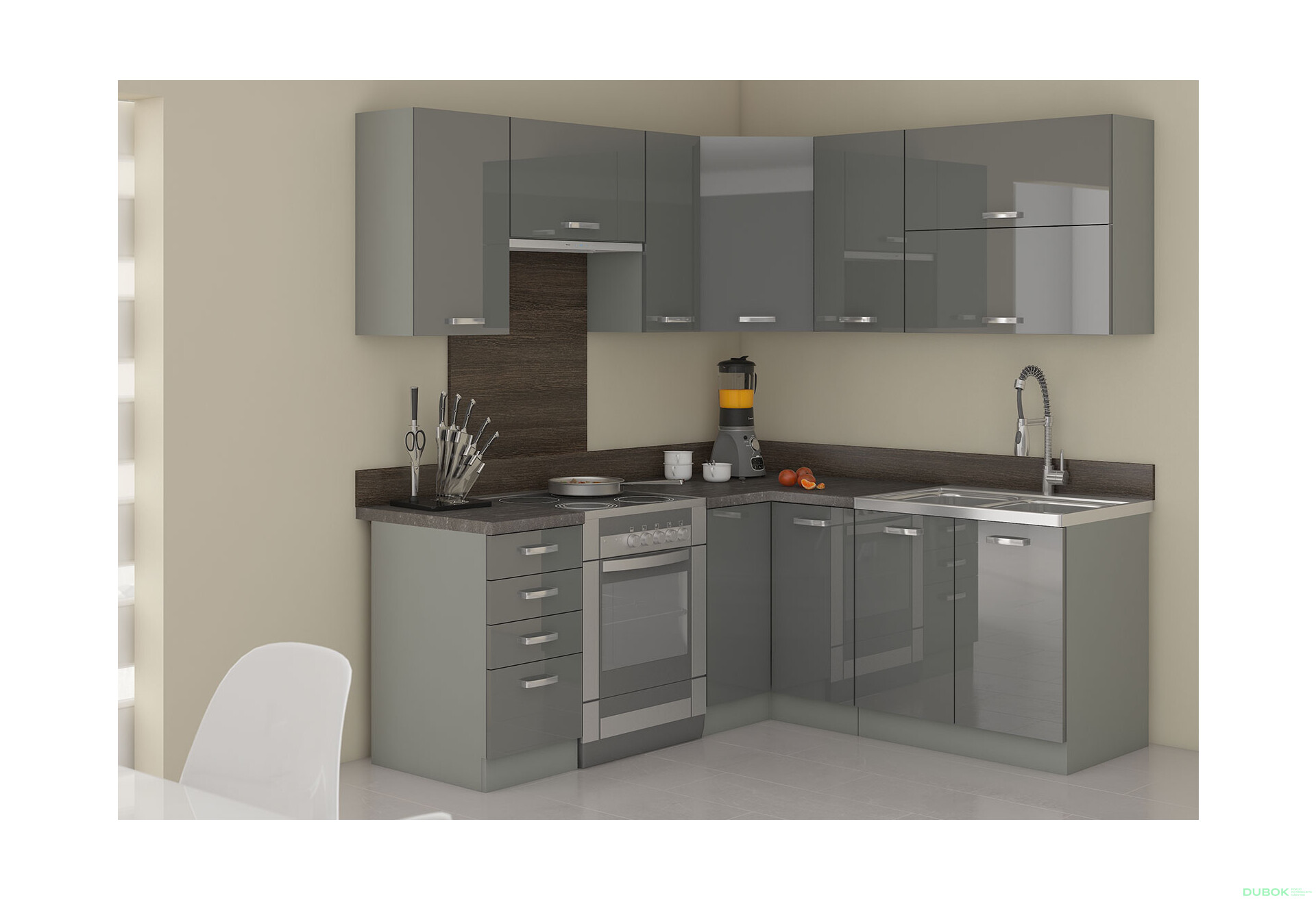 Fotografia 3 - Modulárna kuchyňa Grey sivý platinový / sivý lesk