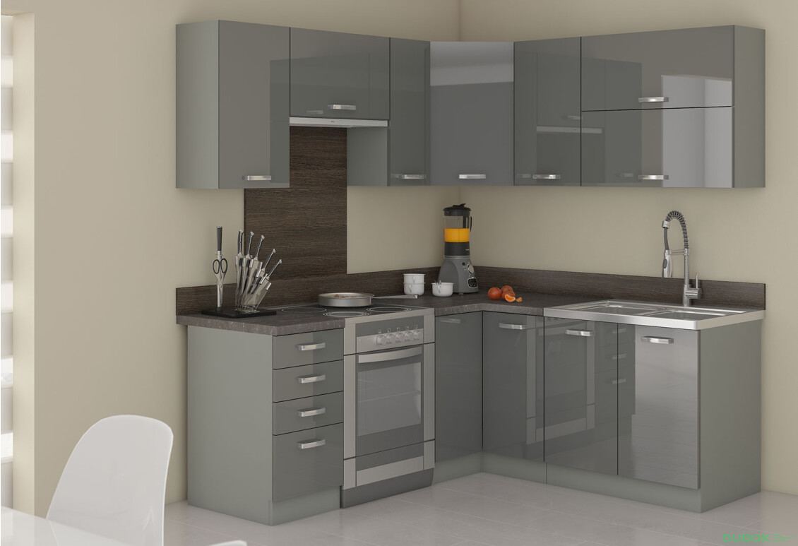 Fotografia 3 - Modulárna kuchyňa Grey sivý platinový / sivý lesk