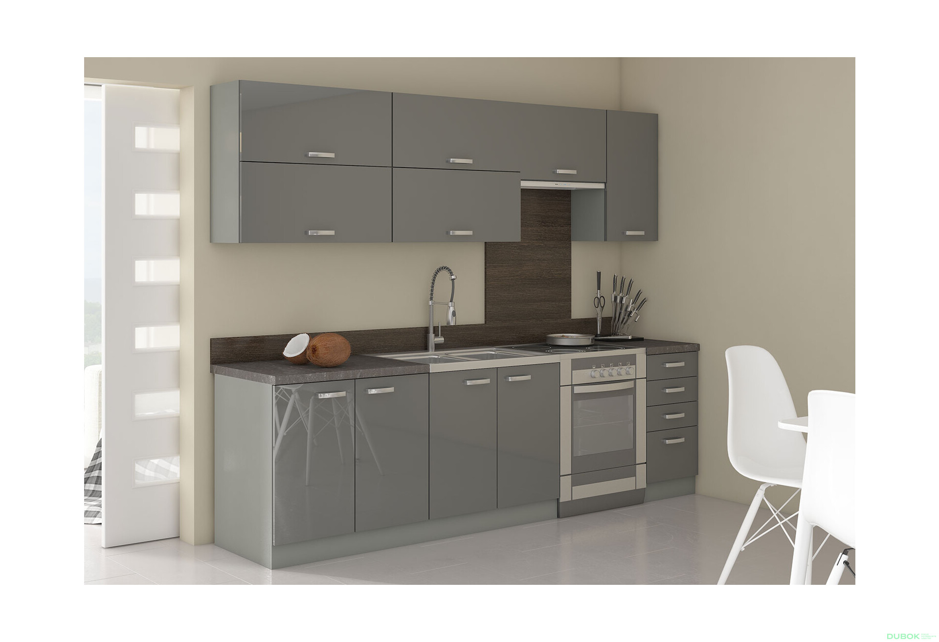 Fotografia 4 - Modulárna kuchyňa Grey sivý platinový / sivý lesk