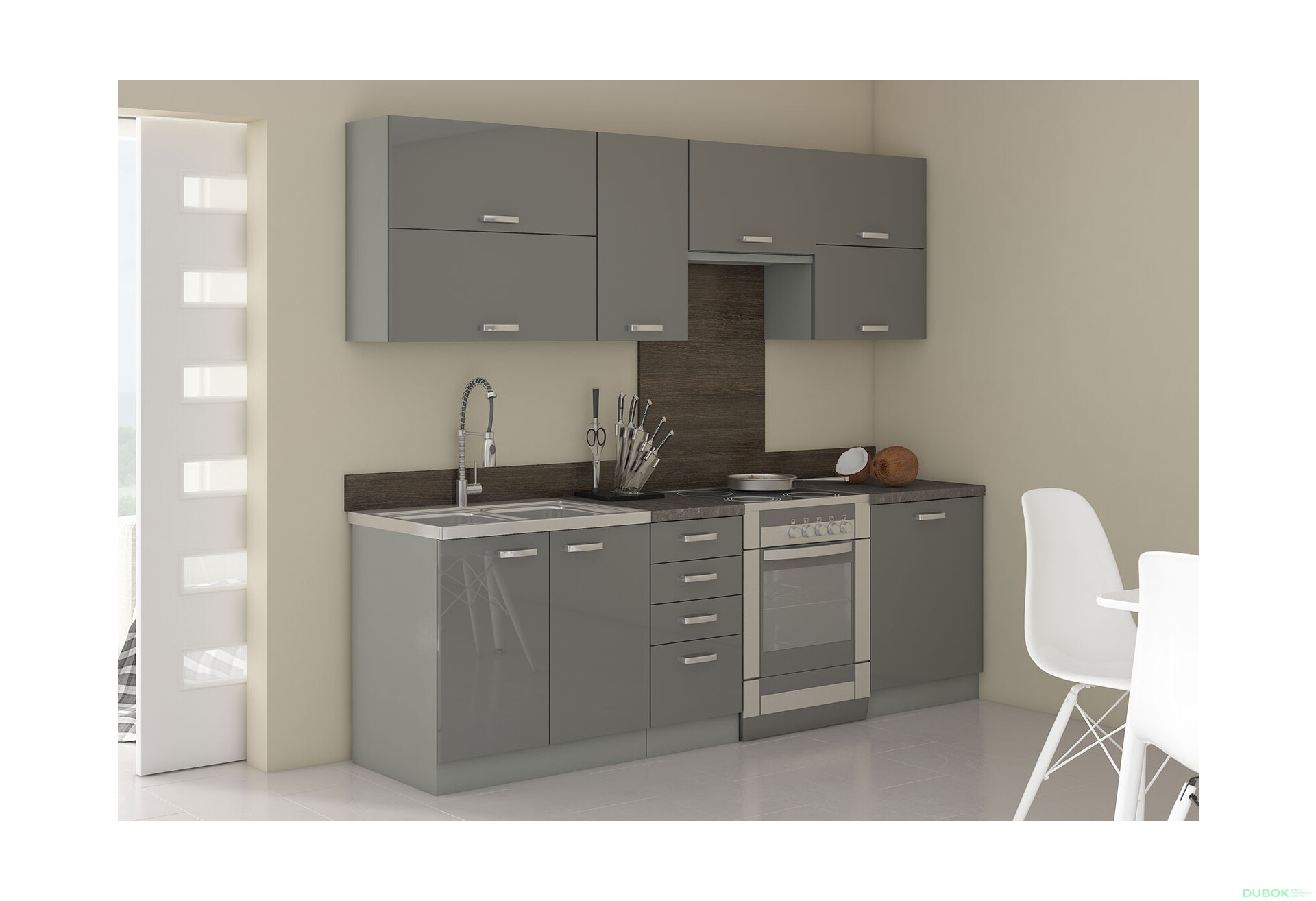 Fotografia 5 - Modulárna kuchyňa Grey sivý platinový / sivý lesk