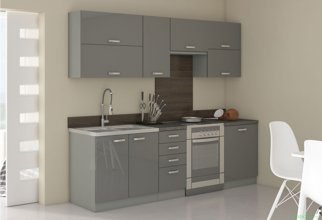 Fotografia 5 - Modulárna kuchyňa Grey sivý platinový / sivý lesk