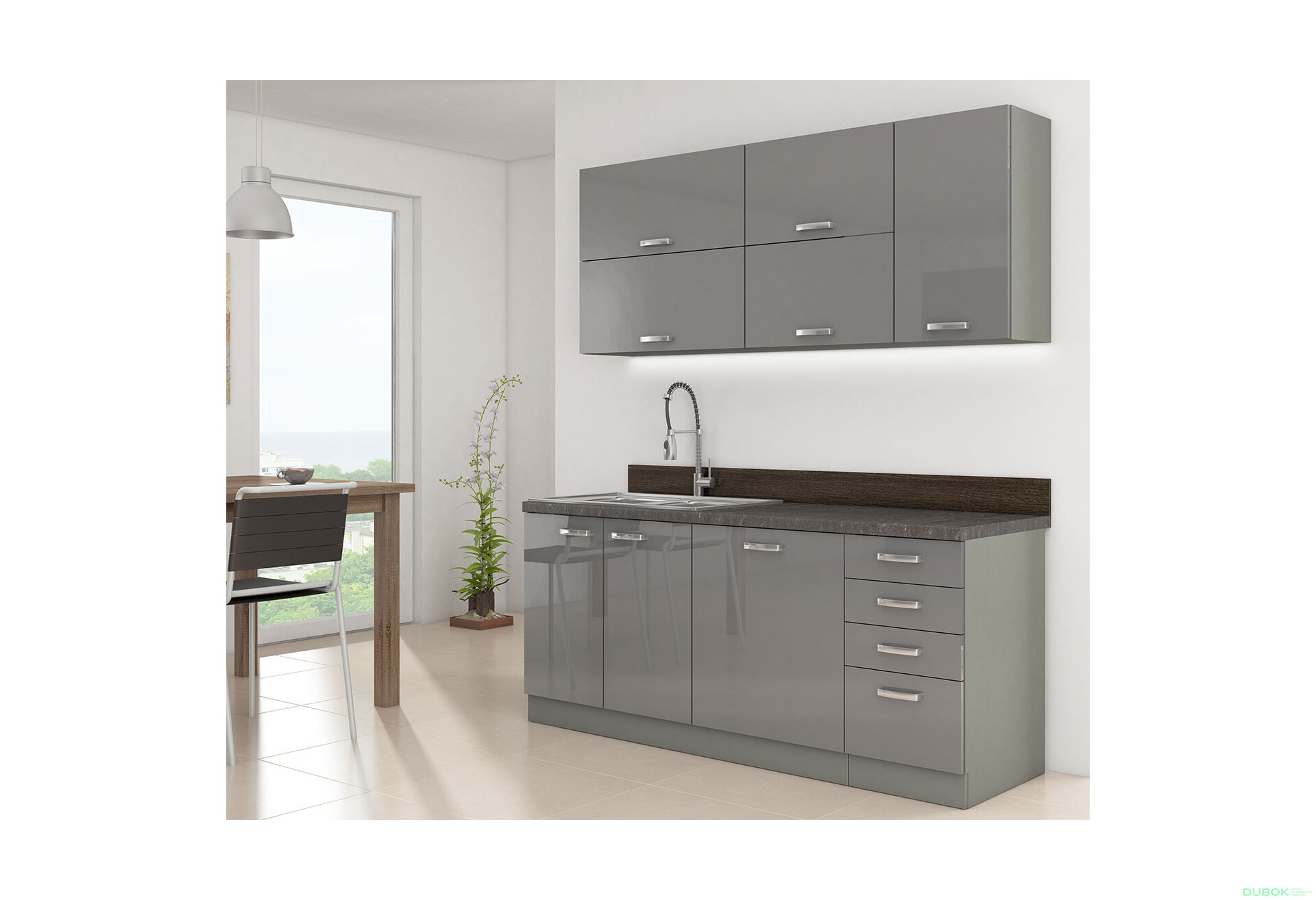 Fotografia 6 - Modulárna kuchyňa Grey sivý platinový / sivý lesk