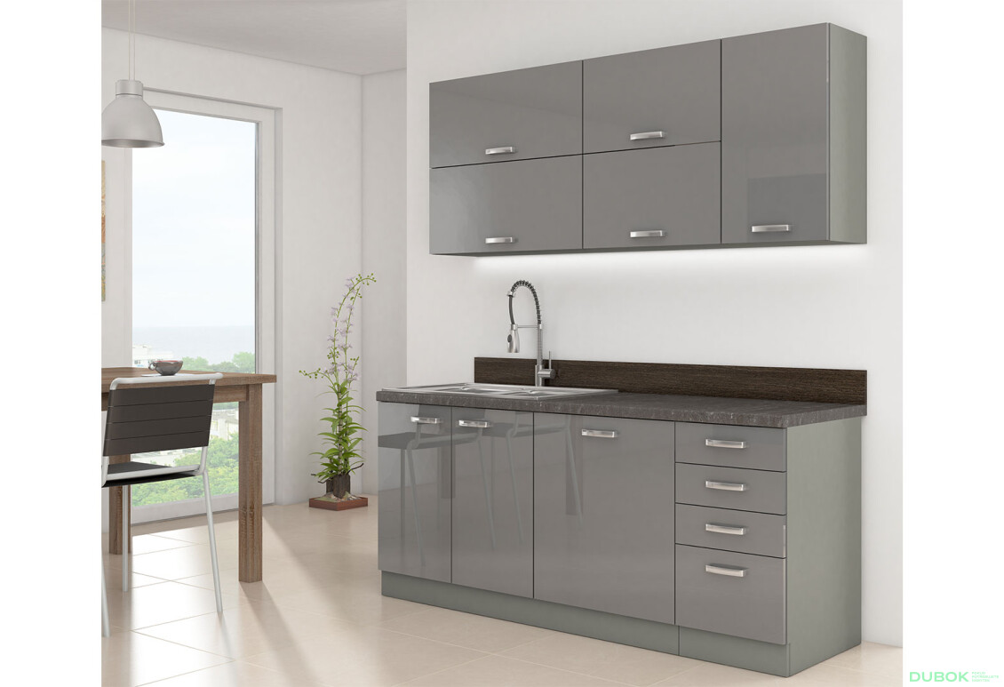 Fotografia 6 - Modulárna kuchyňa Grey sivý platinový / sivý lesk