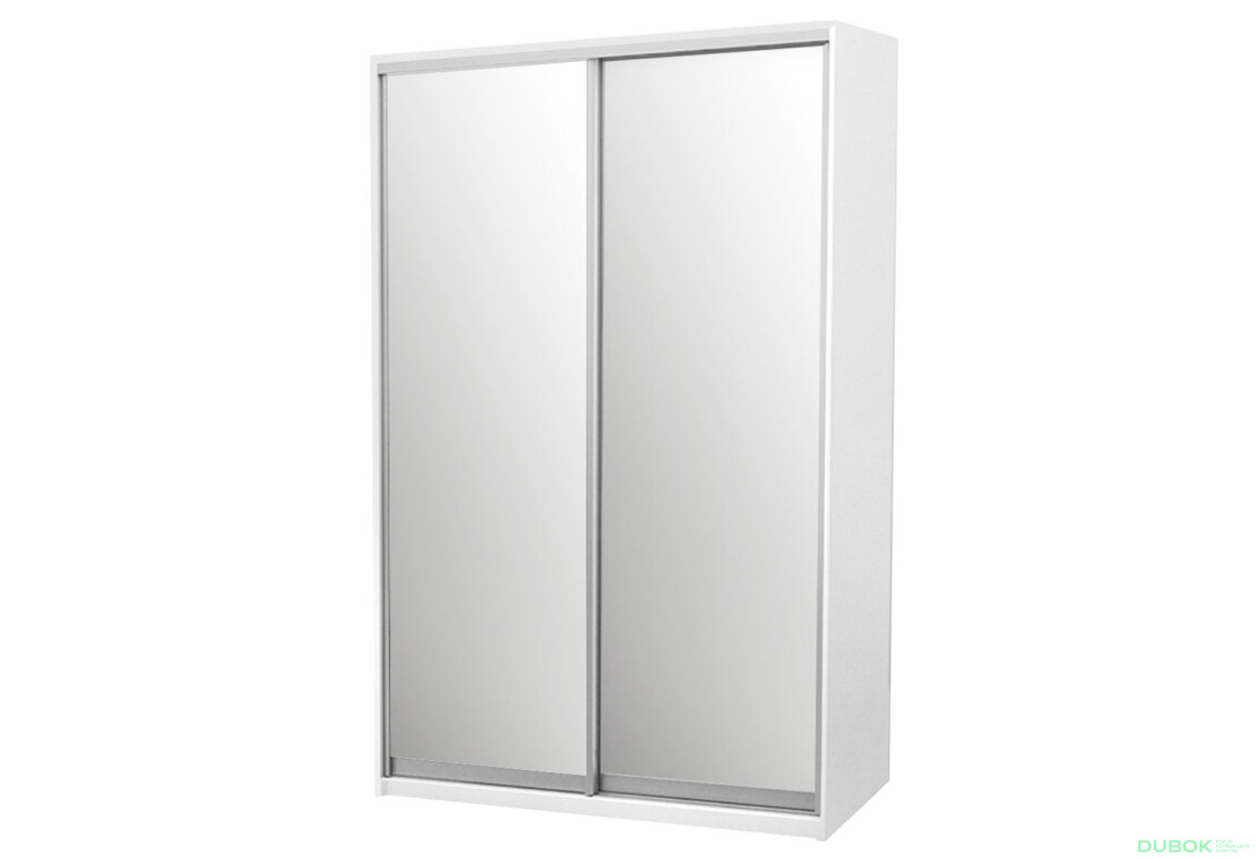 Skriňa s posuvnými dverami Komforto 2 zrkadlové 150x240x60 cm Biela