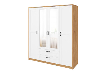 Skriňa so zrkadlom 4d2s Rama dub artisan / biela