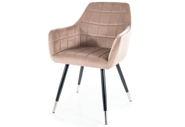 Stolička Nuxe Velvet tmavo béžový Bluvel 40, kov čierna / chrome