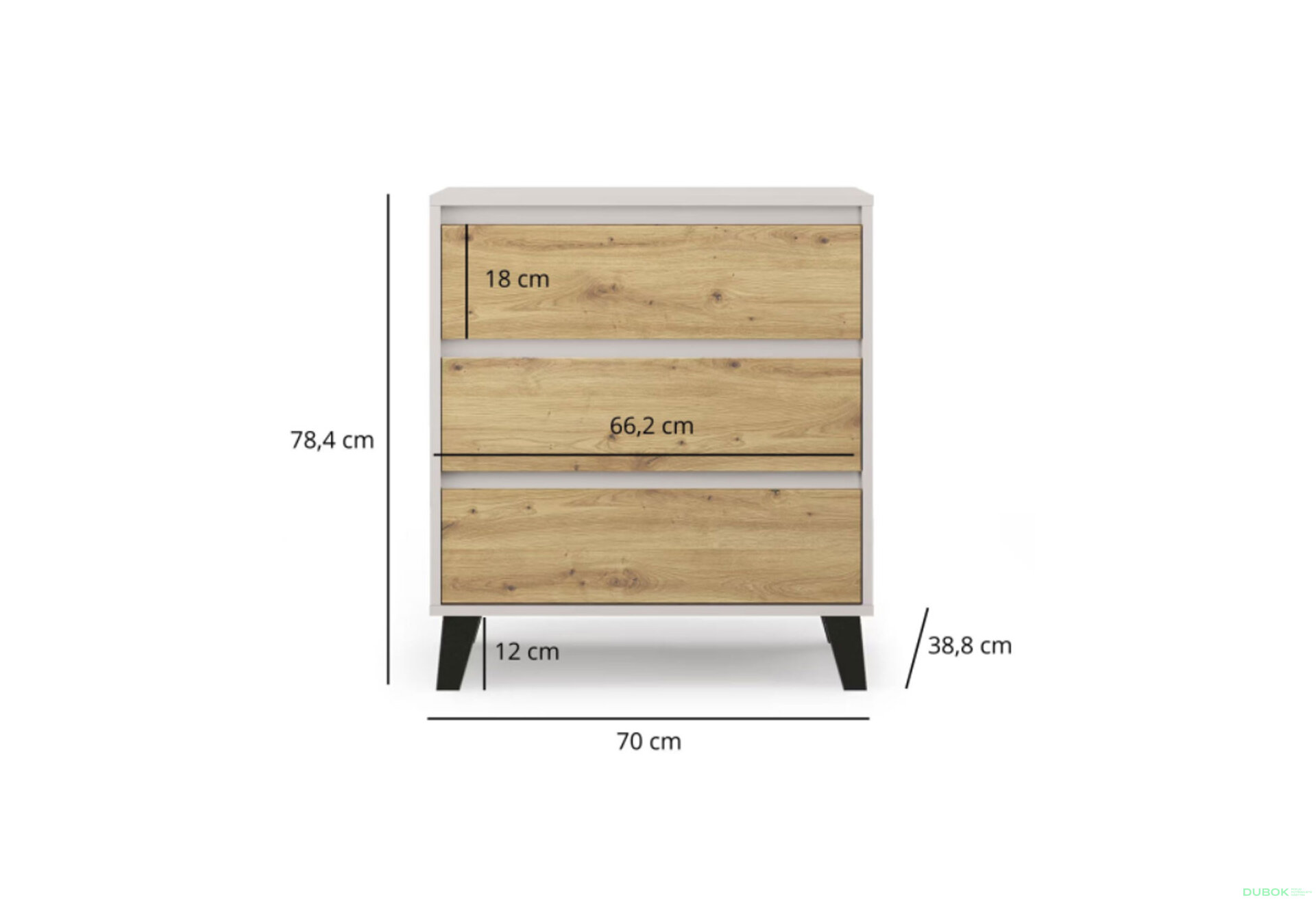 Fotografia 6 - Komoda Borg 3s/70 kašmír / dub artisan