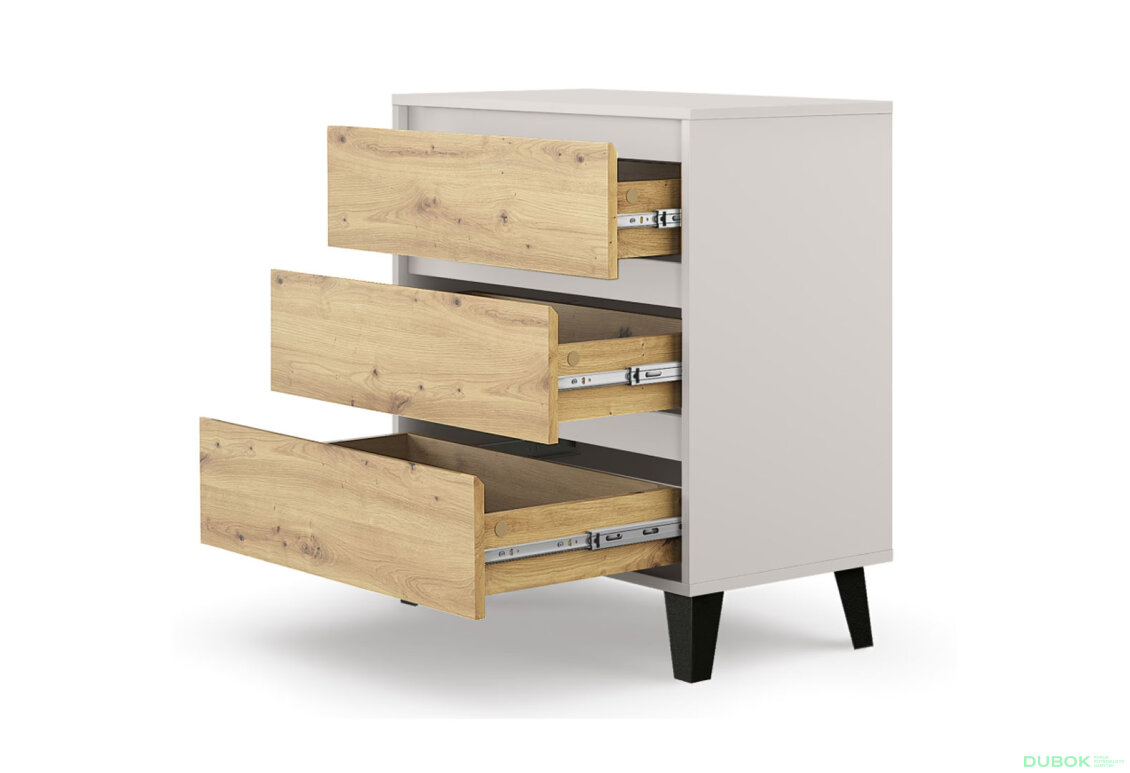 Fotografia 4 - Komoda Borg 3s/70 kašmír / dub artisan