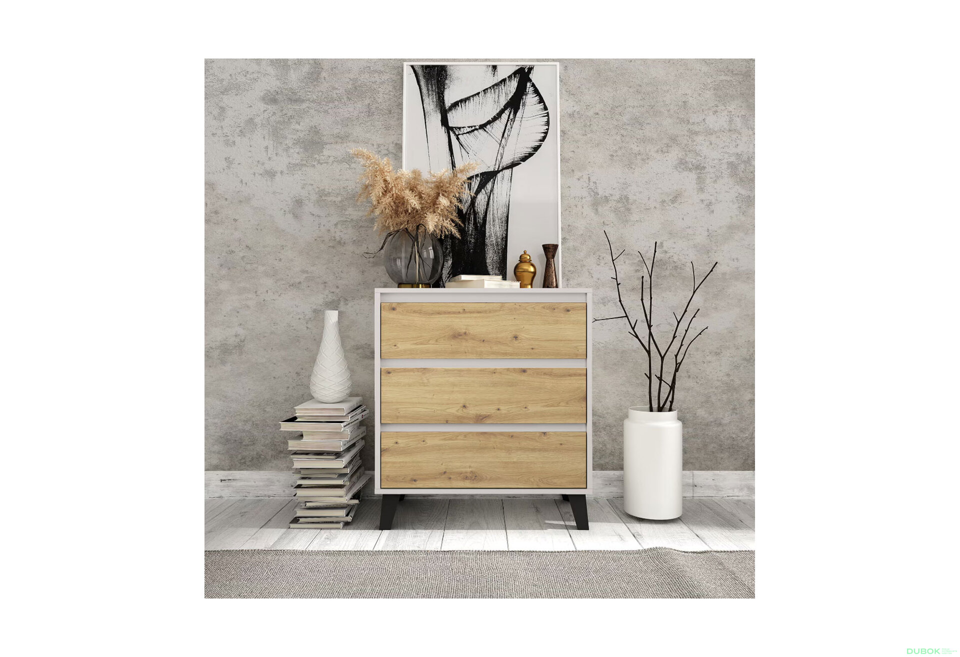 Fotografia 2 - Komoda Borg 3s/70 kašmír / dub artisan