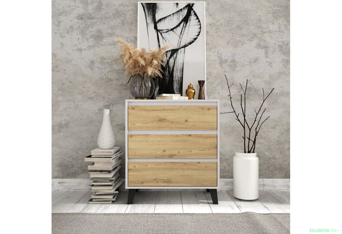 Fotografia 2 - Komoda Borg 3s/70 kašmír / dub artisan