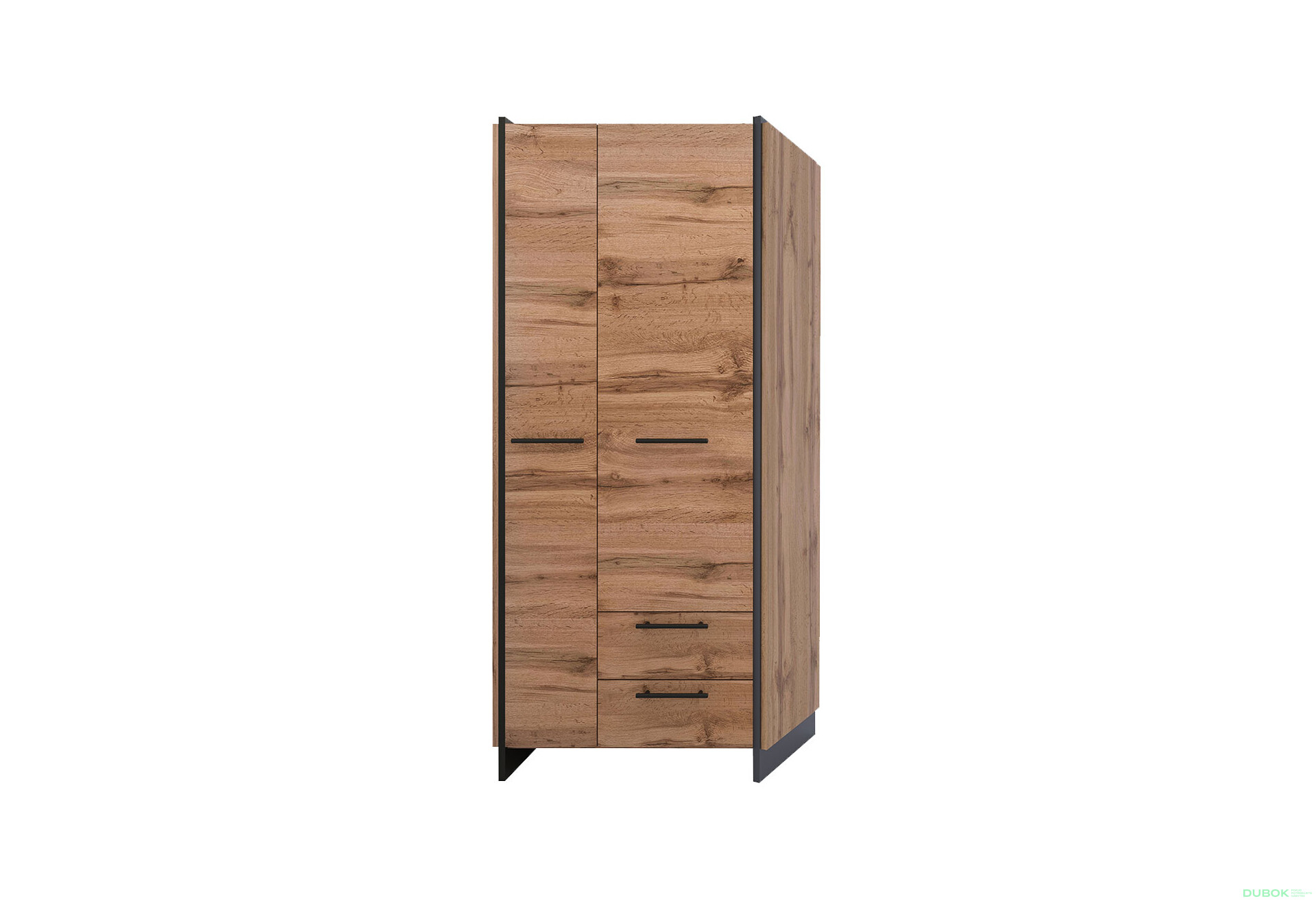 Fotografia 1 - Skriňa dvojdverová so zásuvkami Amino 82x192.5x45 cm Dub wotan / Čierny