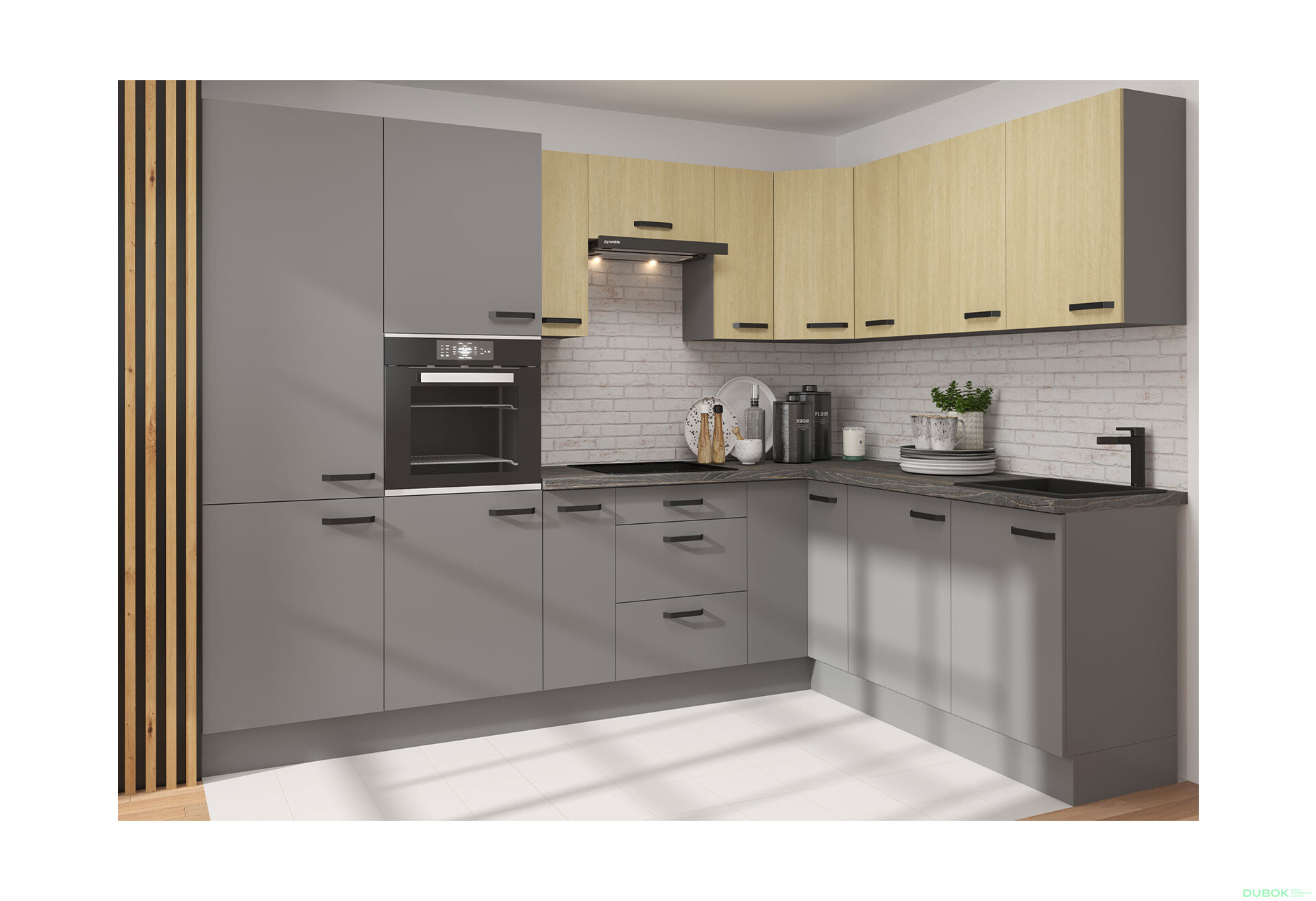 Fotografia 1 - Kuchynská zostava 3.0x2.1 m Nessa antracit / Scandi Storaz-Lempert