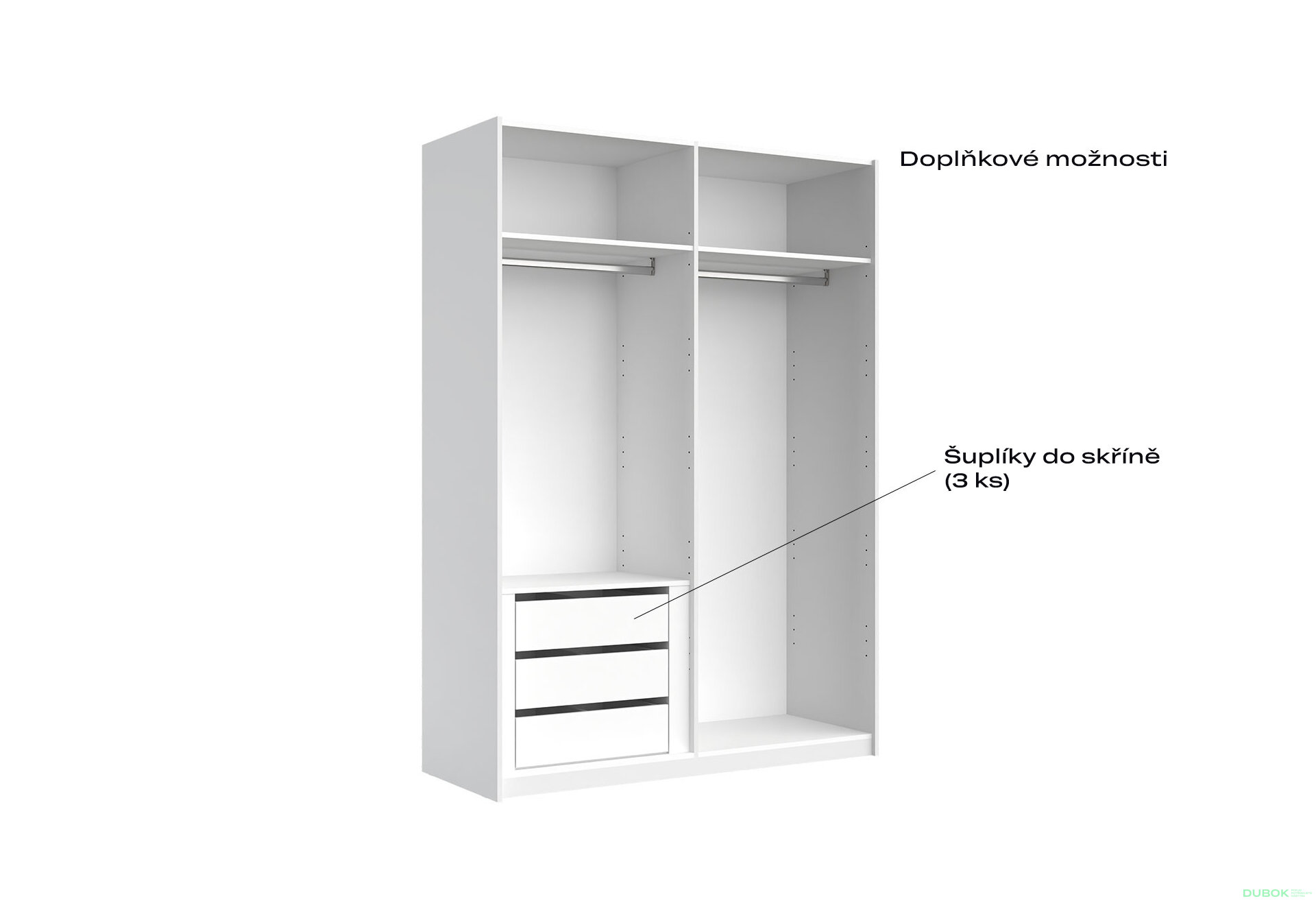 Fotografia 5 - Korpus skrine 4dv Biely lesk Idea