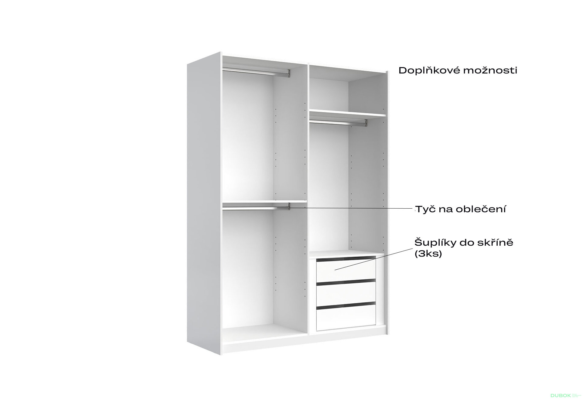 Fotografia 7 - Korpus skrine 4dv Biely lesk Idea