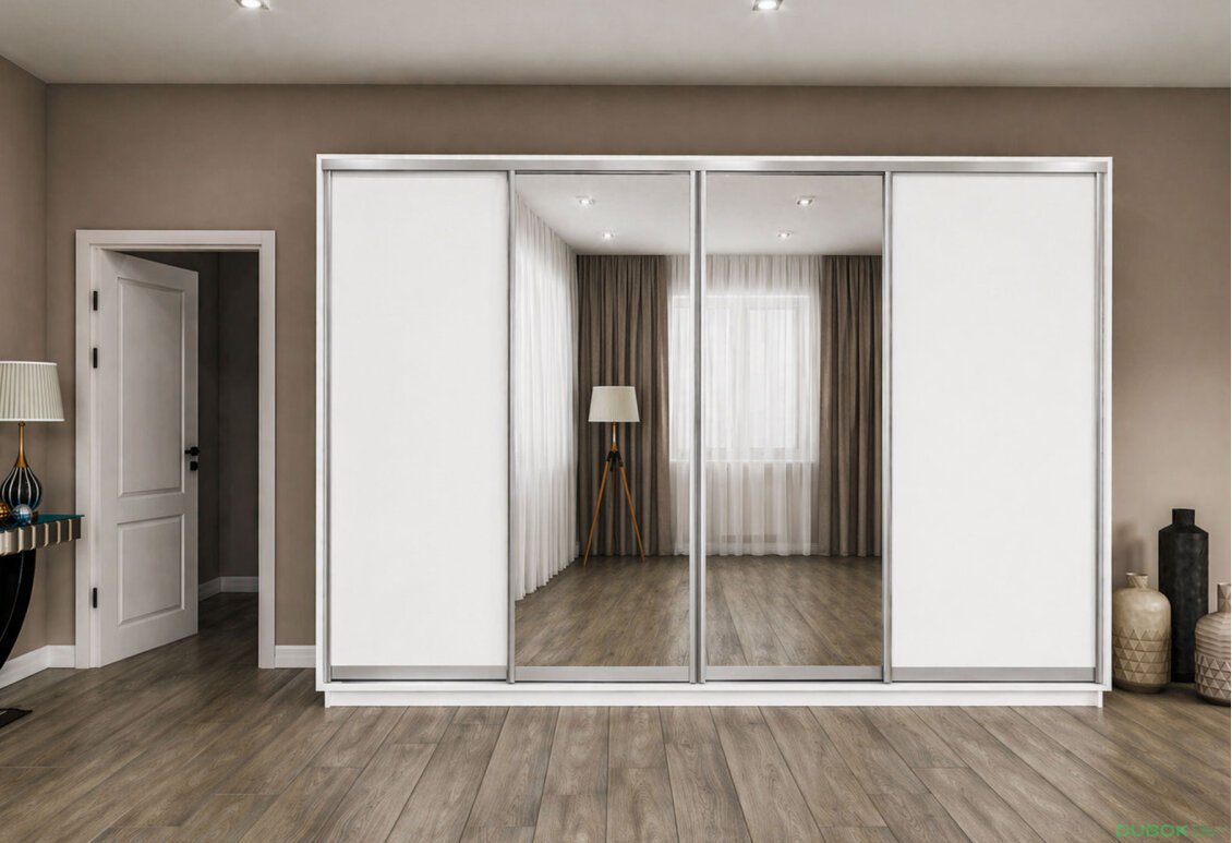 Fotografia 2 - Skriňa s posuvnými dverami 2200x3000x600 2DTD 2 zrkadlá nymphaea alba, profil strieborný