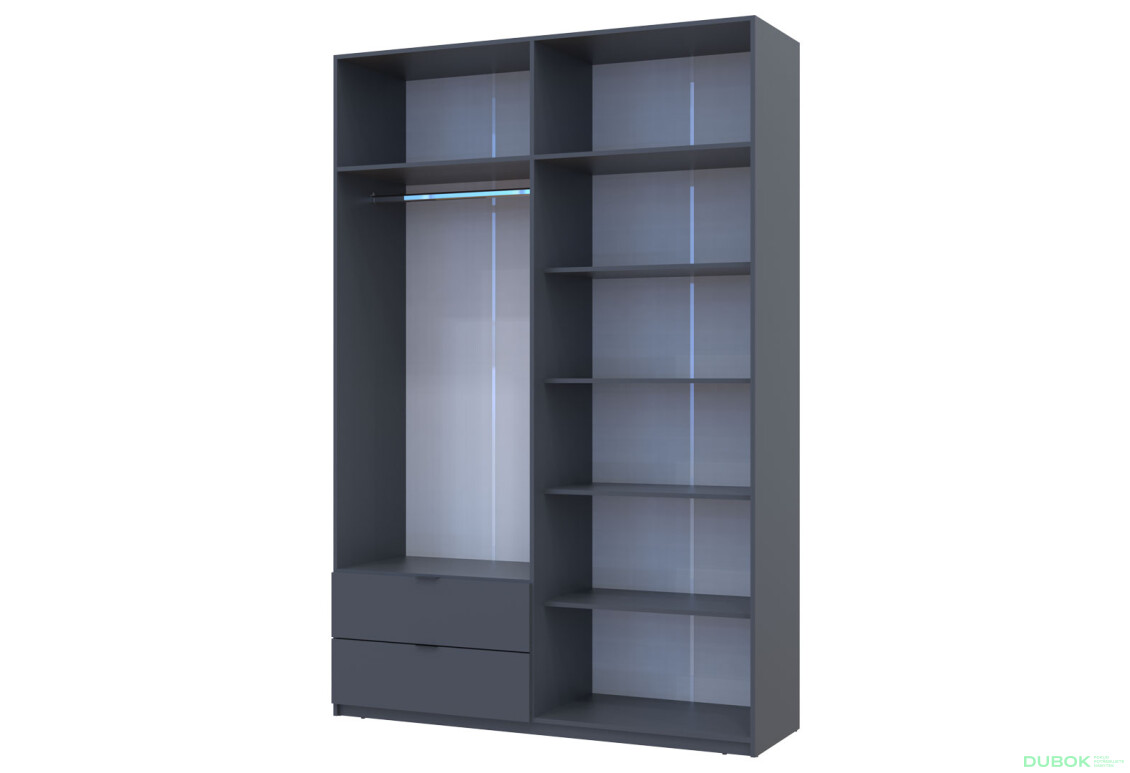 Skriňa štvordverová Lukas 160 cm Grafit - Fotografia 7 Fotografia 7 - Skriňa štvordverová Lukas 160 cm Grafit