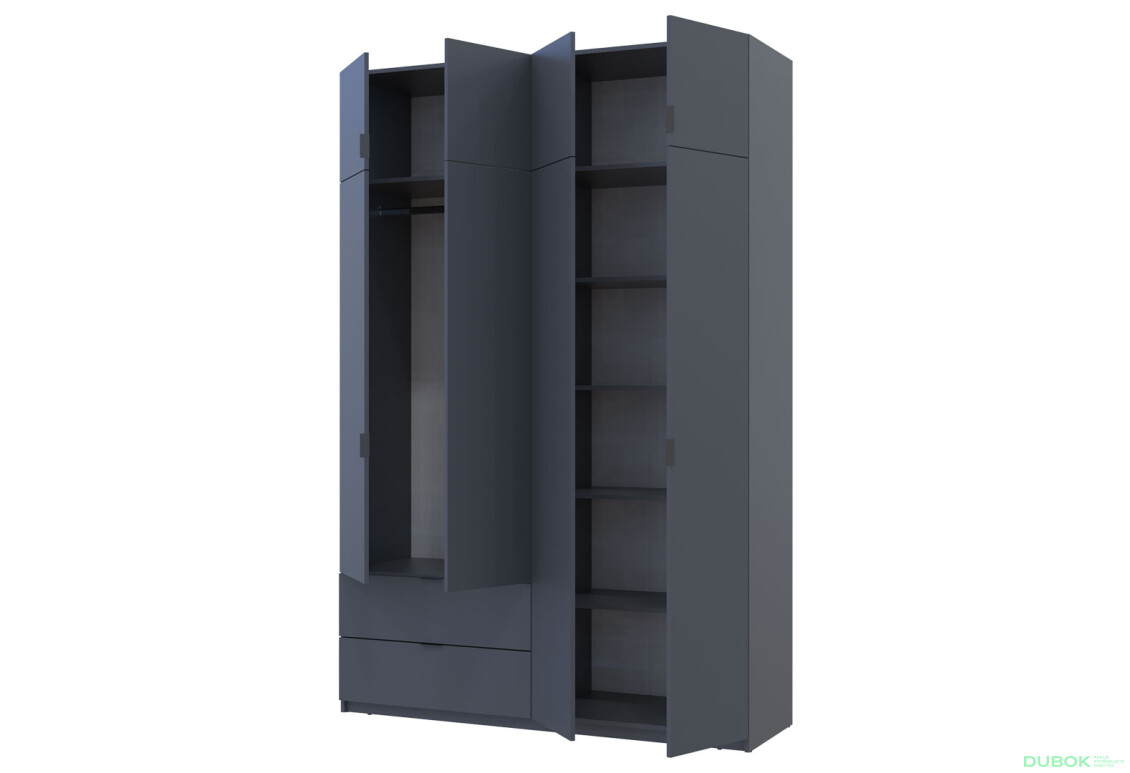 Skriňa štvordverová Lukas 160 cm Grafit - Fotografia 6 Fotografia 6 - Skriňa štvordverová Lukas 160 cm Grafit