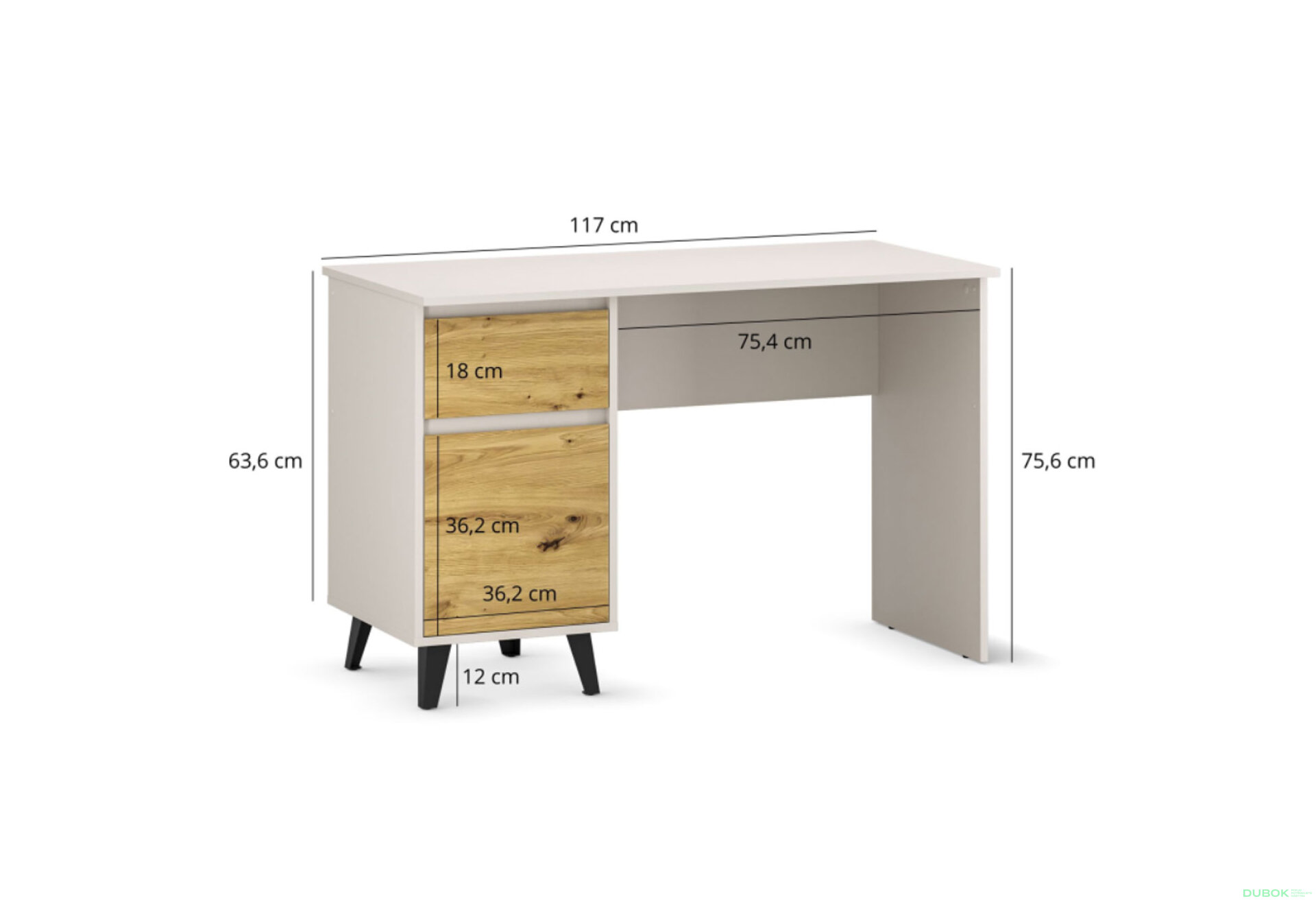 Fotografia 6 - Písací stôl Borg 1d1s/120 kašmír / dub artisan