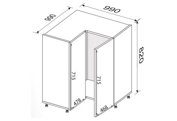 Fotografia Spodný roh H 90°/820 2dv Pro Blum
