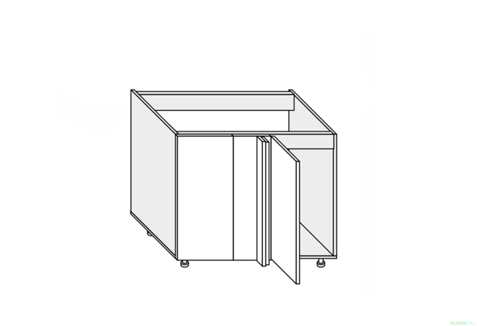 Fotografia 1 - Spodný roh H 90°/820x1000x600 1dvere Pre Blum pravý Millenium Premium