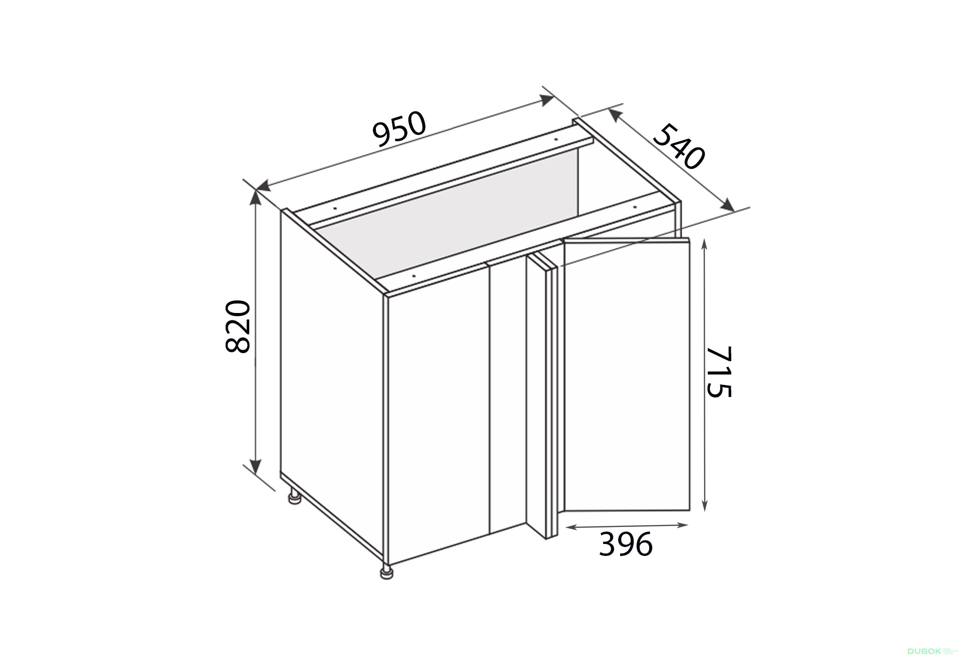 Fotografia 1 - Spodný roh H 90°/820x1000x600 1dvere Pre Blum pravý Millenium Premium