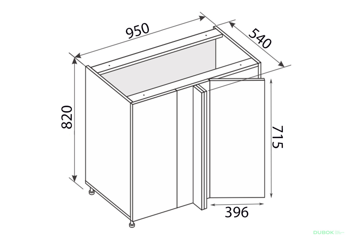 Fotografia 1 - Spodný roh H 90°/820x1000x600 1dvere Pre Blum pravý Millenium Premium
