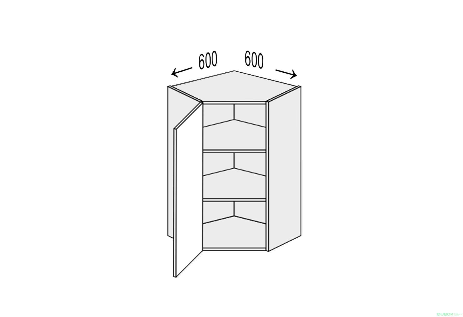 Fotografia 1 - Vrchný roh 45°/720 (600x600) 1 dvierka ľavé Millenium