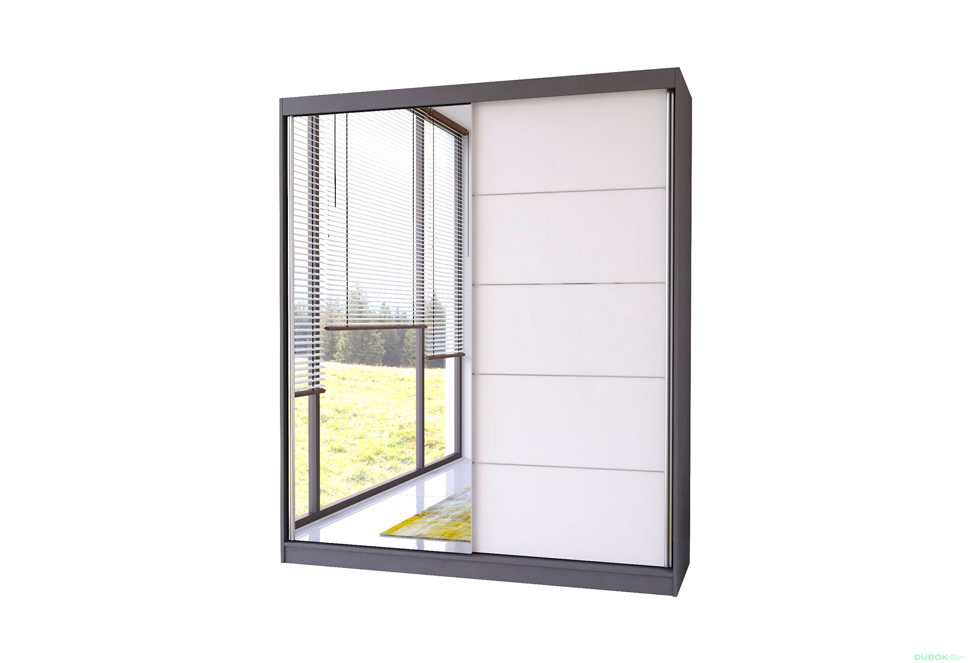 Fotografia 1 - Skriňa Bella 03 so zrkadlom šedý / biely