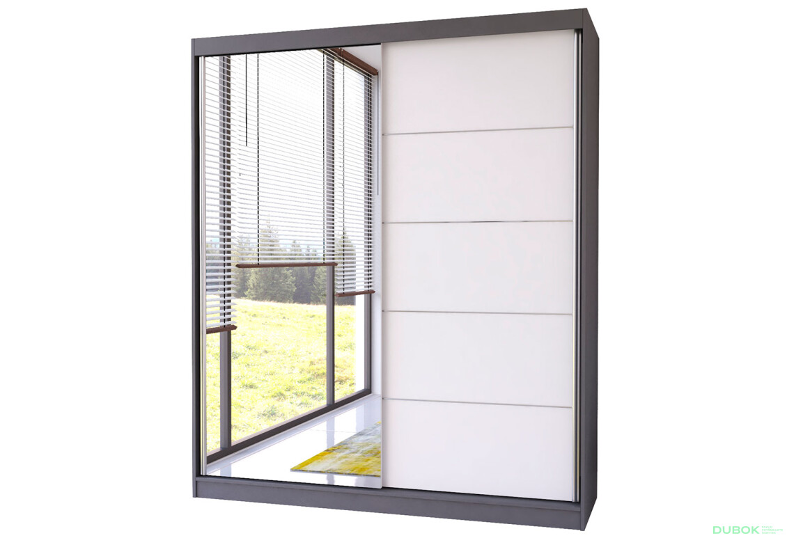 Skriňa Bella 03 so zrkadlom šedý / biely