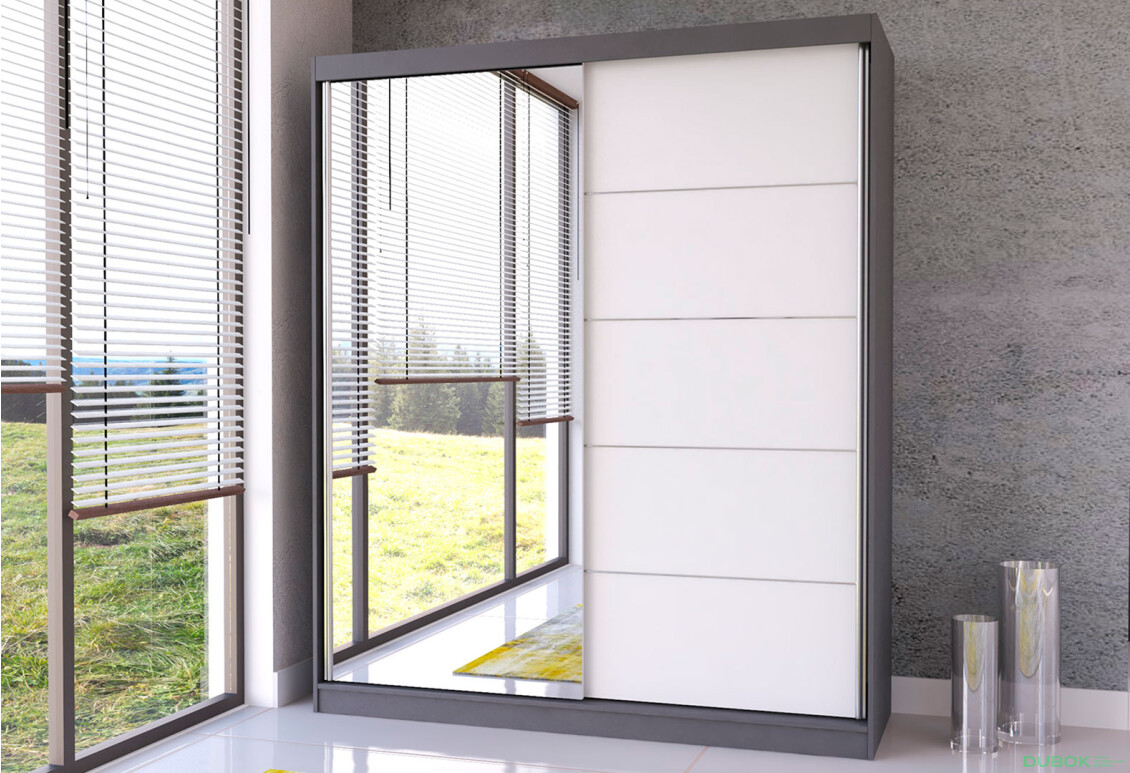 Fotografia 2 - Skriňa Bella 03 so zrkadlom šedý / biely